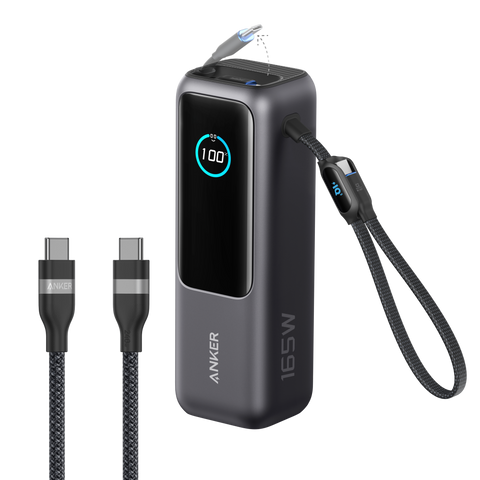 Anker Laptop Power Bank (25K, 165W, Built-In and Retractable Cables)