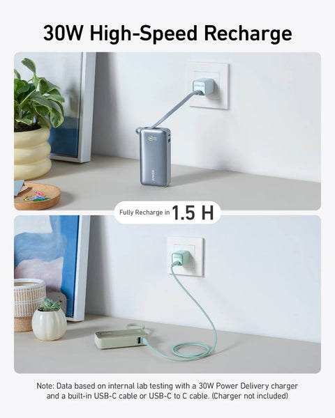 Anker Nano Power Bank (30W, Built-In USB-C Cable)